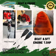 Boat 8.5Ft + engine 7.5hp Combo FREE pendayung Ready Stock & Fast Delivery [🔥🔥READY STOCK]