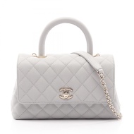 【二手】香奈兒 (Chanel) Coco Handle Flap Matelassé 2WAY A92990 灰色魚子醬紋小牛皮（粒面小牛皮）Coco Handle Matelassé 2way C