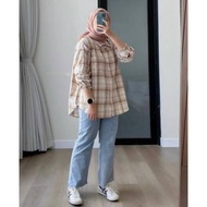 KEMEJA Alecia - Women's Plaid Flannel Shirt Oversized Flannel Shirt/ Women's Long Sleeve Flannel/ Wo