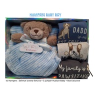 Baby BOY HAMPERS / JUMPER AND BLANKET HAMPERS / HUDSON BABY JUMPER / LUVENA FORTUNA BLANKET / BABY G