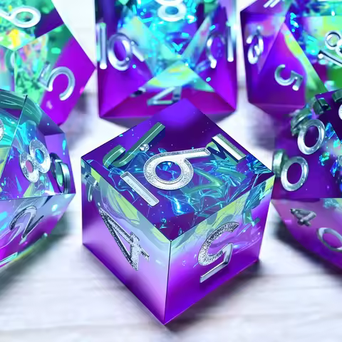 DND Resin Dice 7-Piece Set for Dungeons and Dragons DND 5e RPG Gift, Board Game Tabletop Role Playin