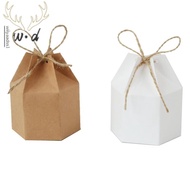 【wiiyaadss1.sg】Kraft Paper Candy Box, Hexagonal Paper Box, Candy Box, Gift Box