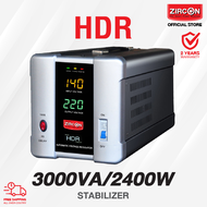 เครื่องควบคุมแรงดันไฟฟ้า (Stabilizer) ZIRCON รุ่น HDR 3000VA/2400W ป้องกันไฟตกไฟเกินไฟกระชาก (ไม่สำรองไฟเมื่อไฟดับ) ประกัน 2 ปี