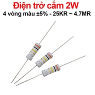 (50C) Plug-in resistor 2W 4 color rings ±5% - value 25KR to 4.7MR