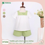 Dokma (8-14.2kg) Short-Sleeved Shirt Set For Girls Cotton Fabric USA-DT256 (6-9M 9-12M 12-18M 18-24M