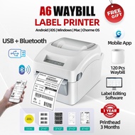 Thermal Printer Bluetooth Waybill Barcode Shipping Label Bluetooth Printer AWB A6 WaybillSticker