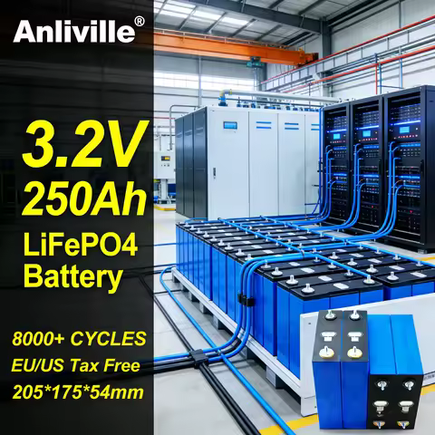 3.2V 250Ah LiFePO4 Prismatic Battery Cell, 800Wh Energy, 1C Continuous 250A for DIY 12V 24V 48V Sola
