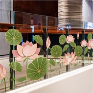 Shopping Mall Fence Layout Lotus Glass Sticker Lotus Leaf Lotus Summer Atmosphere Window Lotus Pond 