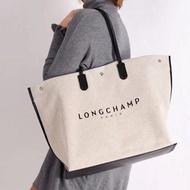 100% Original Longchamp women bags Canvas and leather shoulder bag Deformed tote bag size L Top-Handle Bag 10090HSG037 made in france