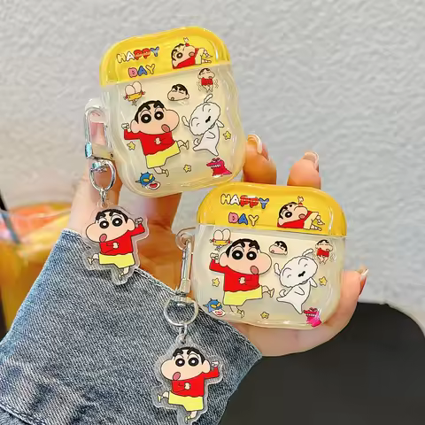 Crayon Shin-chan earphone Case for Airpods Pro 1 2 3 4 Air Pro2 2nd Puppy SHINCHAN Pendant Wireless 