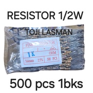 (RESISTOR 1/2w 1BKS 500pcs) RESISTANT RESISTANCE 0.5 1/2W WATT RESISTANCE RESISTANCE R KILO 0. Ohm K