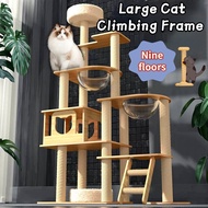 8/9 Layers Large Cat Tree House Space Capsule Wooden Cat Climbing Frame Scratcher