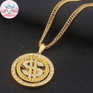 YANGWEN Big Rotatable US Dollar Money Sign Pendant Nelace Men Rapper Hip Hop .