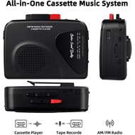 Cassette Player Tape Recorders AM/FM Radio, Portable Tape Player Records Built in Speakers Manual Re