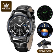 OLEVS นาฬิกาข้อมือหรูหราสำหรับชายการเคลื่อนที่ญี่ปุ่นกันน้ำ Multifunctional Casual ส่องสว่างนาฬิกาหน