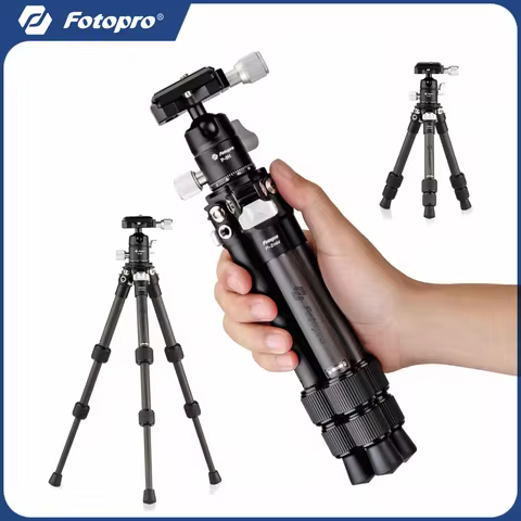Fotopro Mini Carbon Fiber Tripod Lightweight Compact Travel Tripod with 360 Degree Ball Head QR Plat