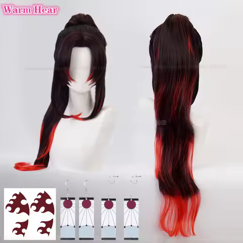Anime Tsugikuni Yoriichi Synthetic Hair Black Red Gradient Wig Cosplay Anime Wig Hair Heat Resistant