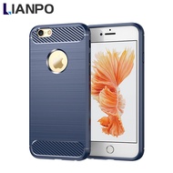 LIANPO For iPhone 6s Plus 6 Plus iPhone 6s 6 Phone Case Armor Carbon Fiber TPU Soft Silicone Back Co