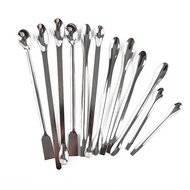 （NEW） 12Pcs Stainless Steel Lab Spoon Spatula Laboratory Sampling Spoon Mixing Spatula