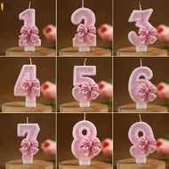 Happy Birthday Number Candle 3D Design Pink Cake Topper Decoration