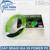 Ika Power Super Durable PE Braid X9 Lure Fishing Line Roll 150m Blue braided fishing line braided li