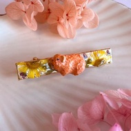 可客製化天竺鼠軟陶淡水珍珠永生花髮夾