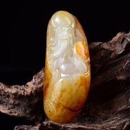 精品 天然新疆和田玉籽料壽星手把件擺件把玩件 笑臉喜慶