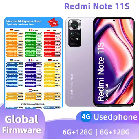 Redmi Note 11S 4g Android RAM 6GB ROM 128GB Unlocked 6.6 inches Screen MediaTek Dimensity 810 Origin