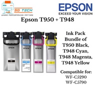 (BUNDLE) Epson Original Full Set T950 Black T948 Cyan Magenta Yellow 4 Colour Ink Pack For WF-C5290 