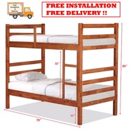 [Furniture Amart] Solid Wooden Double Decker Bed frame Single Bunk bed (cherry)