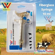 Viddavet 10 mL Fiberglass syringe for pig syringe 10ml syringe 10cc for pigs reusable syringe 10 ml