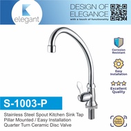 Sinor S-1003-P Kitchen Faucet Stainless Steel Pillar Mounted Sink Tap,Water Saving Tap,Brushed Faucet,Kitchen Faucet
