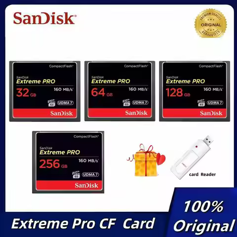 Original SanDisk Memory CF Card 256GB 128GB 64GB 32GB Extreme Pro 4K UDMA7 CompactFlash Memory Card 