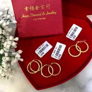 916 Gold Earrings Hoop Subang 2cm Large/ 916 Emas Subang anting-anting Besar/ 916 耳环大圈