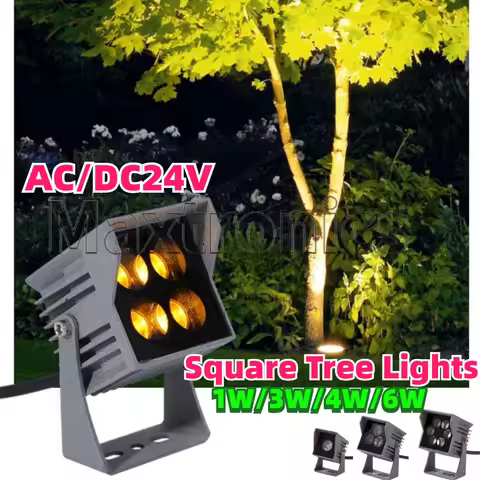 DC/A24V Square Lawn Tree Lights LED Spotlight White/Warm White 1w 3w 4w 6w IP66 Waterproof for Outdo