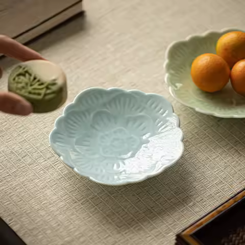 Ceramic Tea Point Tray Pastry Tray Tea Room Fruit Tray Zen Dry Fruit Plate Dry Foam Tray Pot Bearer 