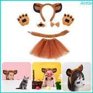 Alia Kids Lion Cosplay Costume Accessories Lion Ear Headband Tail Nose Bowtie Skirt