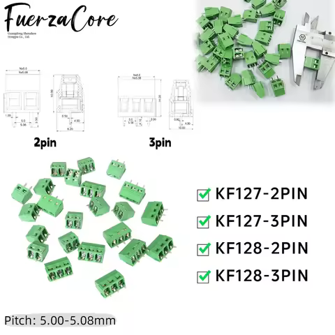 KF127-2/3PIN KF128-2/3PIN 50/100/200 pcs 5.08mm Mini Screw 5.0mm PCB Terminal Block Connectors for E