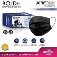 Masker BOLDe Active Mask 3Ply 50 Pcs - Masker Sporty Hitam