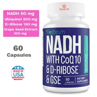 Aesticum, NADH 50 mg + CoQ10 200 mg + D-Ribose 150 mg + Grape Seed 100 mg,  60 Veggie Capsules