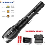 50000LM LED Flashlights Flashlight,Waterproof Rechargeable FlashLights,5Modes Handheld Light By 1865