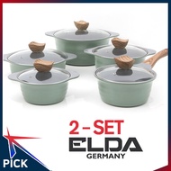 ✺ELDA non stick cast iron ceramic pot 2 Set /  pots woks pans