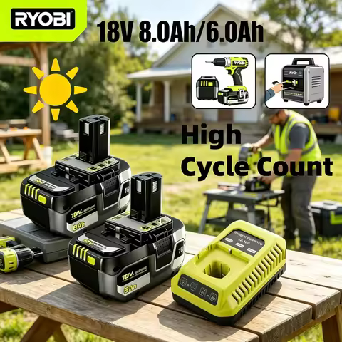 RYOBI 18V ONE+ Replace 8.0Ah Lithium ion Battery,Compatible With Full Range Ryobi 18V Cordless Power