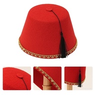 Crazy Elegant Trim Fez Hat Turkish Caps for Adult Men Breathable Round Fez Caps Ethnic Ottoman Tarbo