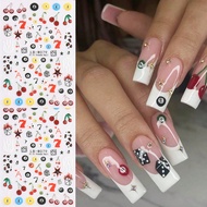 สติกเกอร์ศิลปะเล็บรูปลูกเต๋า Y2K เครื่องเกมอาร์เคด Lucky 777 แบบติดเองสำหรับตกแต่งเล็บ DIY ตกแต่ง 2