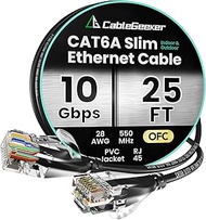 CableGeeker CAT6A Slim Ethernet Cable 25FT, 10Gbps 550MHz High Speed Network Cable with Matte Finish
