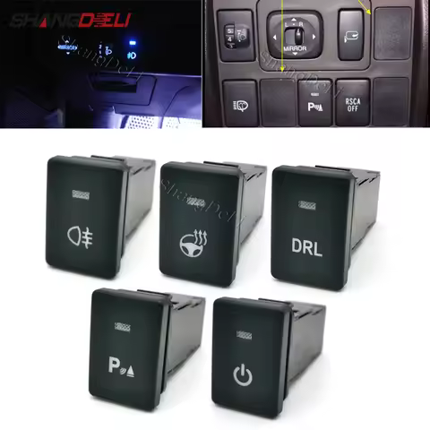 12V Car Blue LED Light Rear Fog Light BSM Power On Off Steering Wheel Heat Switch Button For Toyota 