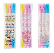螢光筆 日本 三麗鷗 Hello Kitty 美樂蒂 雙子星 3色 雙頭 螢光 麥克筆 組合 正版日本進口授權