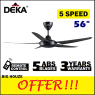 Deka XR10 / XR5 Remote Control Ceiling Fan 56 inch DR20 with 4 Speed 5 Blades Kipas Siling (Black) / Fandasy FD-5600DCF
