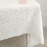白色純棉刺繡繡花桌布復古蕾絲桌布餐墊桌巾